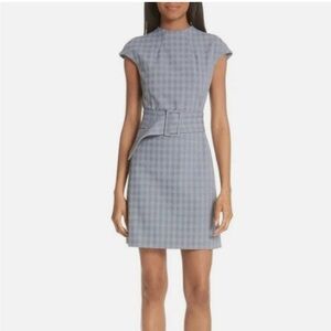 Theory Gray Checkered Pencil Dress